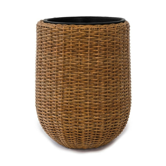Rolland Grand pot de fleurs en rotin marron clair, 20.5"