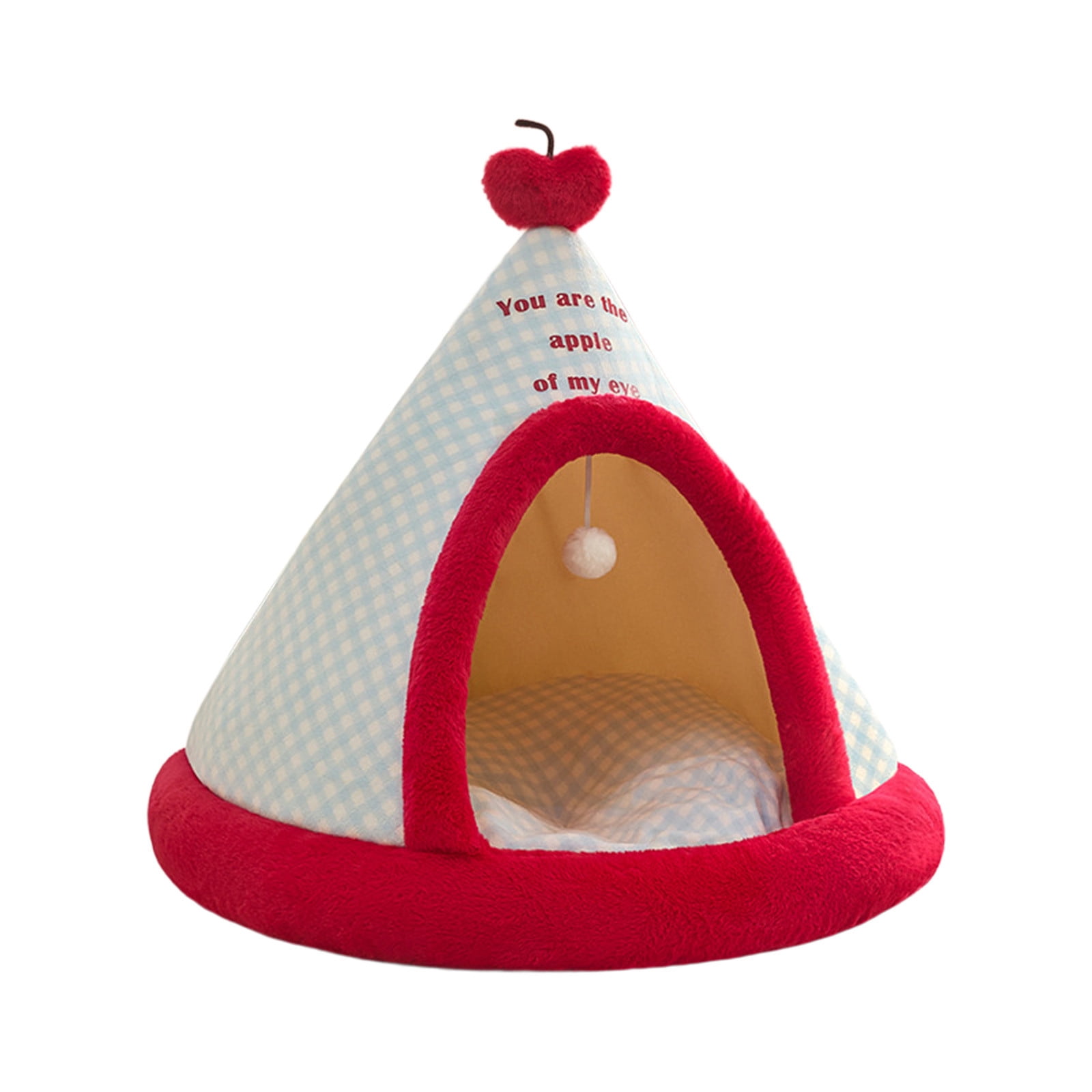 Apples Christmas Tent Christmas Pet Bed Semi Enclosed Cats Bed Dog Bed Removable And Washable Dog Bed Winter Warm Cats Bed