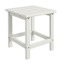 Adirondack Side Table - 15" Square Outdoor Patio End Table, Weather Resistant HDPE Table for Porch, Pool, Balcony - White