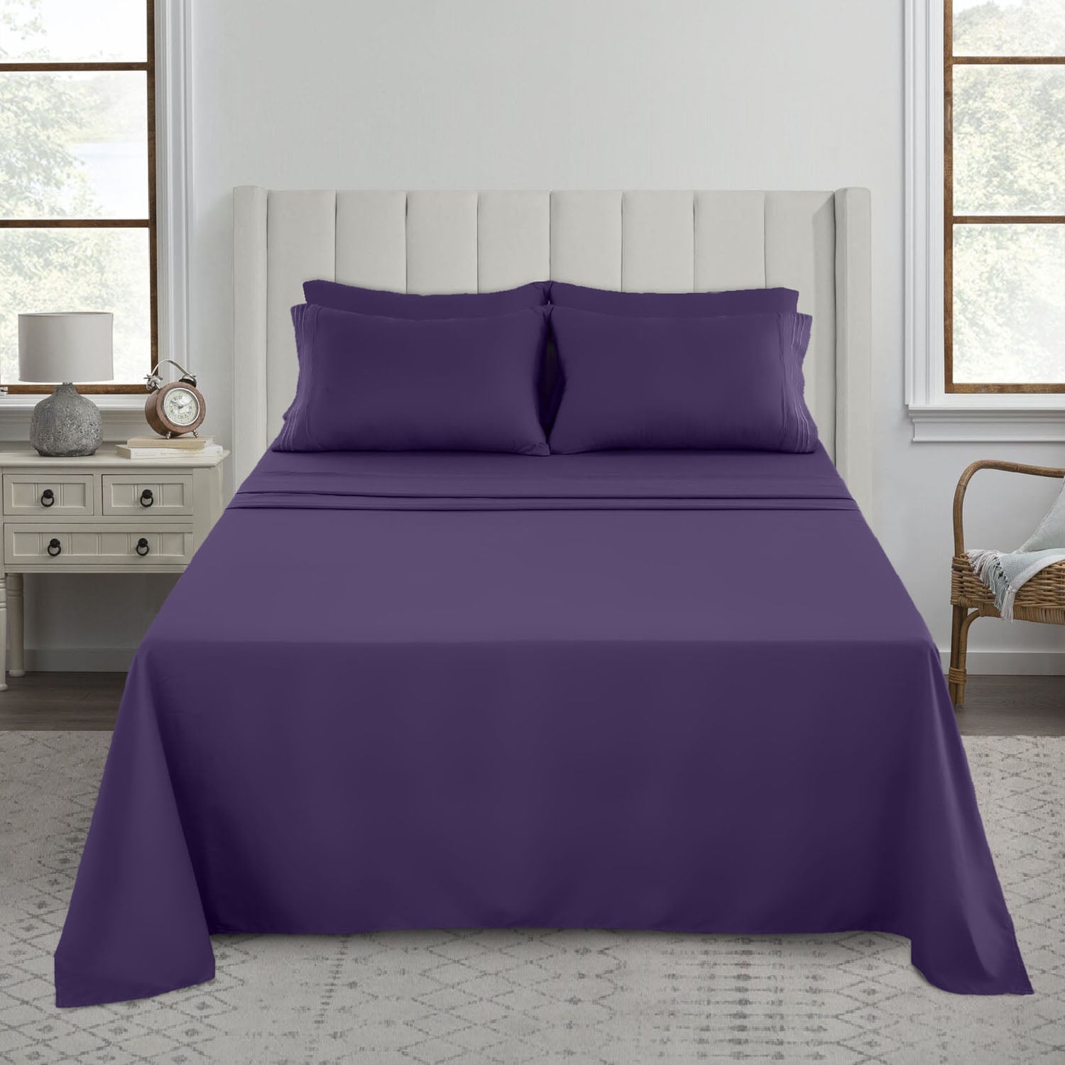 21 Colors Available! 6 Piece 1800 Count Bed Sheet Set Extra Deep Pocket Sheets 