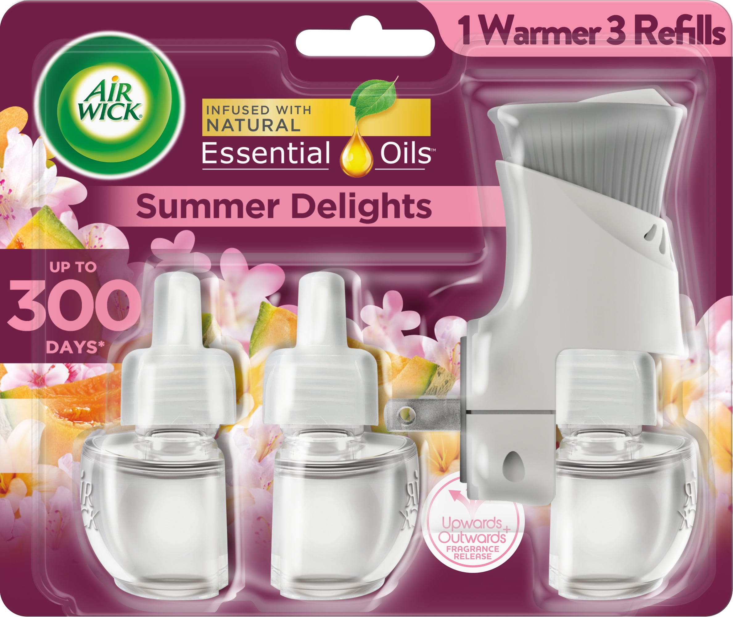 Air Wick Plug in Scented Oil Starter Kit (Warmer + 3 Refills), Summer