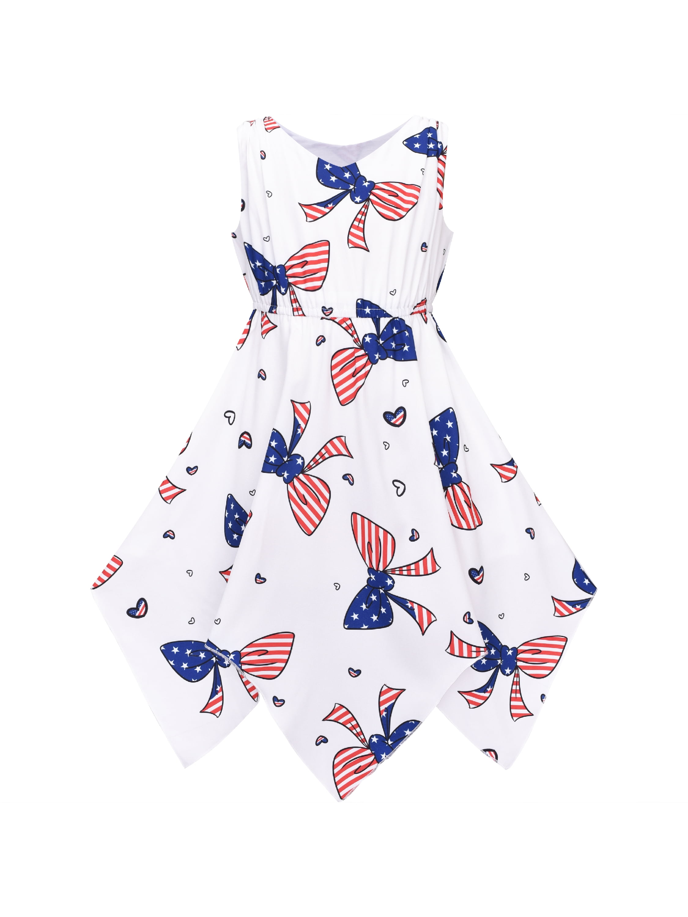 American Flag On Wooden Planks Wall Baby Girls Short Sleeve T-Shirt Flounced Summer Shirt Dress for 2-6 Years Old Baby 