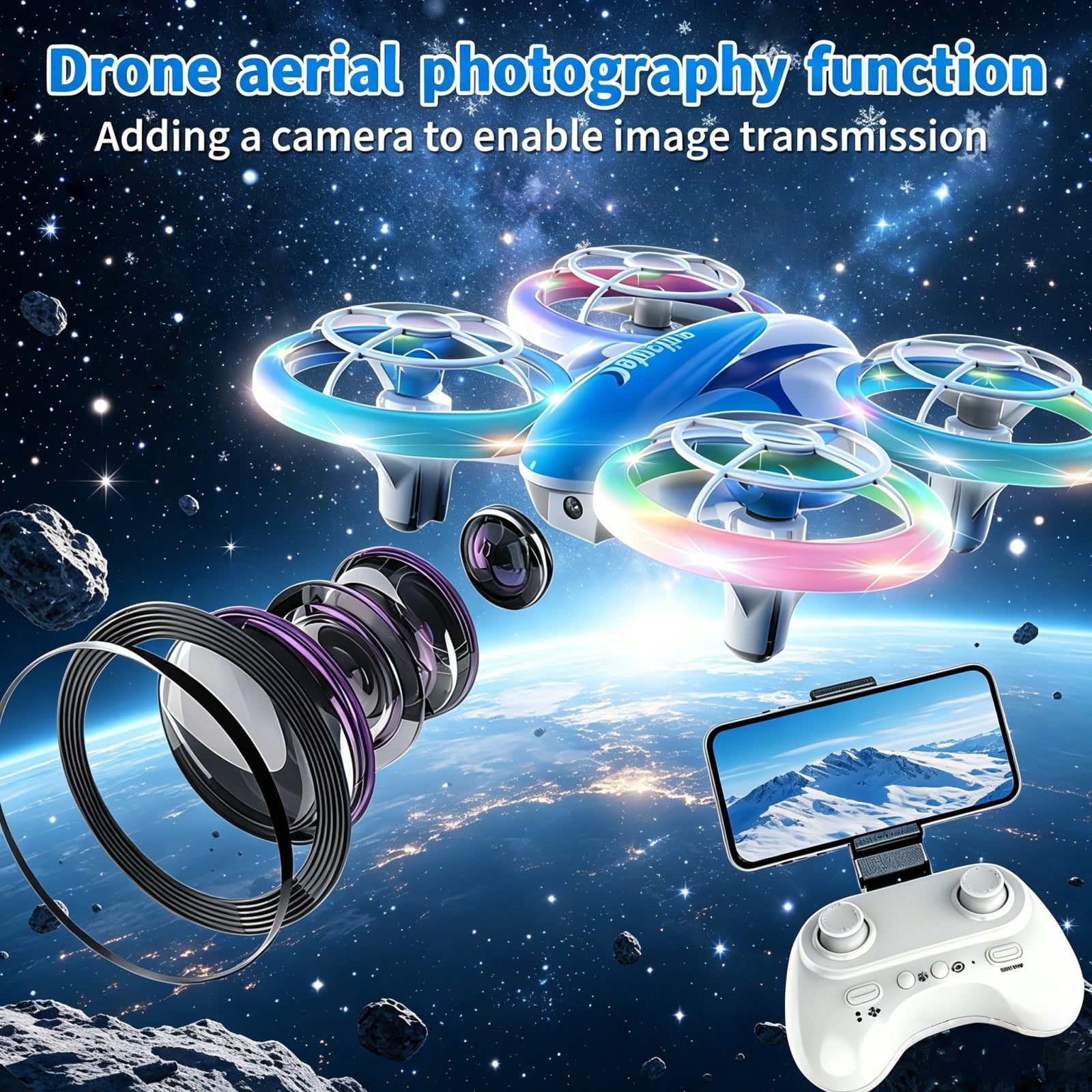 Mini Drone for Kids and Beginners with LED & Altitude Hold, RC Drone with Propeller Protection, 360°Flips, 3 Speed Mode, Indoor Outdoor Mini Quadcopter Toy Birthday Gift for Boys Girls