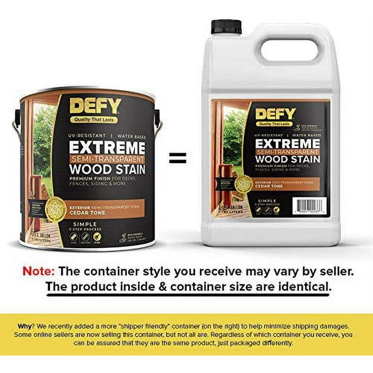 DEFY Extreme 1 Gallon Semi-Transparent Exterior Wood Stain, Cedar Tone -  Household Wood Stains 