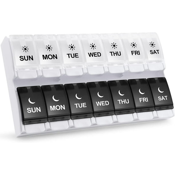Easy Open Pill Organizer 2 Times a Day, Large 7 Day Pill Box Twice a