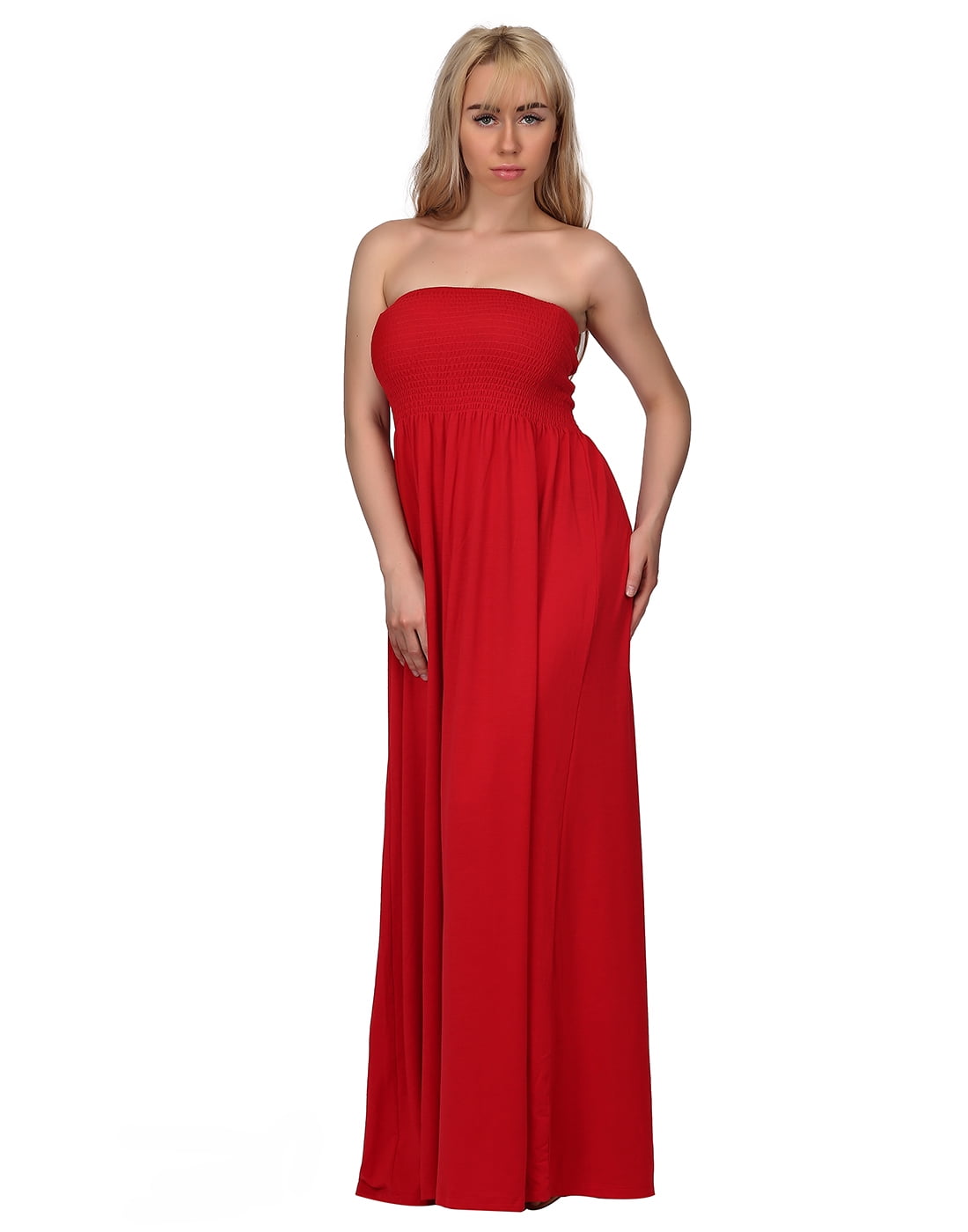 HDE HDE Women's Strapless Maxi Dress Plus Size Tube Top Long Skirt