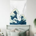 thumbnail image 4 of Waves Tapestry, Japanese Kanagawa Illustration Nautical Ocean Surfing Theme Aquatic Pattern, Wall Hanging for Bedroom Living Room Dorm Decor, 40W X 60L Inches, Dark Blue White, by Ambesonne, 4 of 5