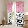 thumbnail image 3 of Feelyou Leopard Cheetah Print Blackout Curtains Set of 2 (52x84 Each), Grey Pink Glitter Window Curtains, Fashion Watercolor Curtains and Drapes, Curtains and Drapes Room Decor, 3 of 6