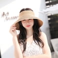 thumbnail image 4 of 1 sombrero de sol hueco con ala ancha, plegable, enrollable, para playa, de verano, de paja, anti-UV (caqui), 4 of 6
