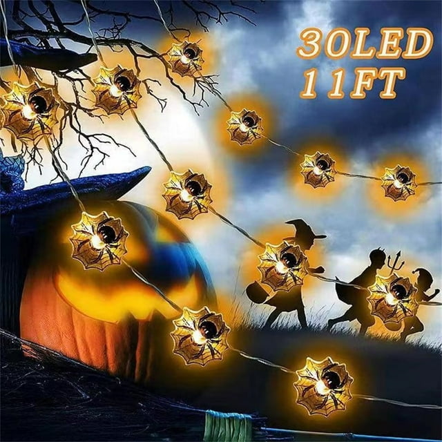 Halloween Decorations Spider Lights Waterproof 10ft 30 LED Battery Powered Led String Lights for Halloween Decor