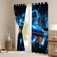 thumbnail image 3 of Feelyou Speed Sports Lover Curtains Pack of 2 (42x84 Each) for Kid, Fashion Automobile Curtains Blackout, Neon Blue Lightning Bedroom Curtains, Living Room Curtains Decor, 3 of 6