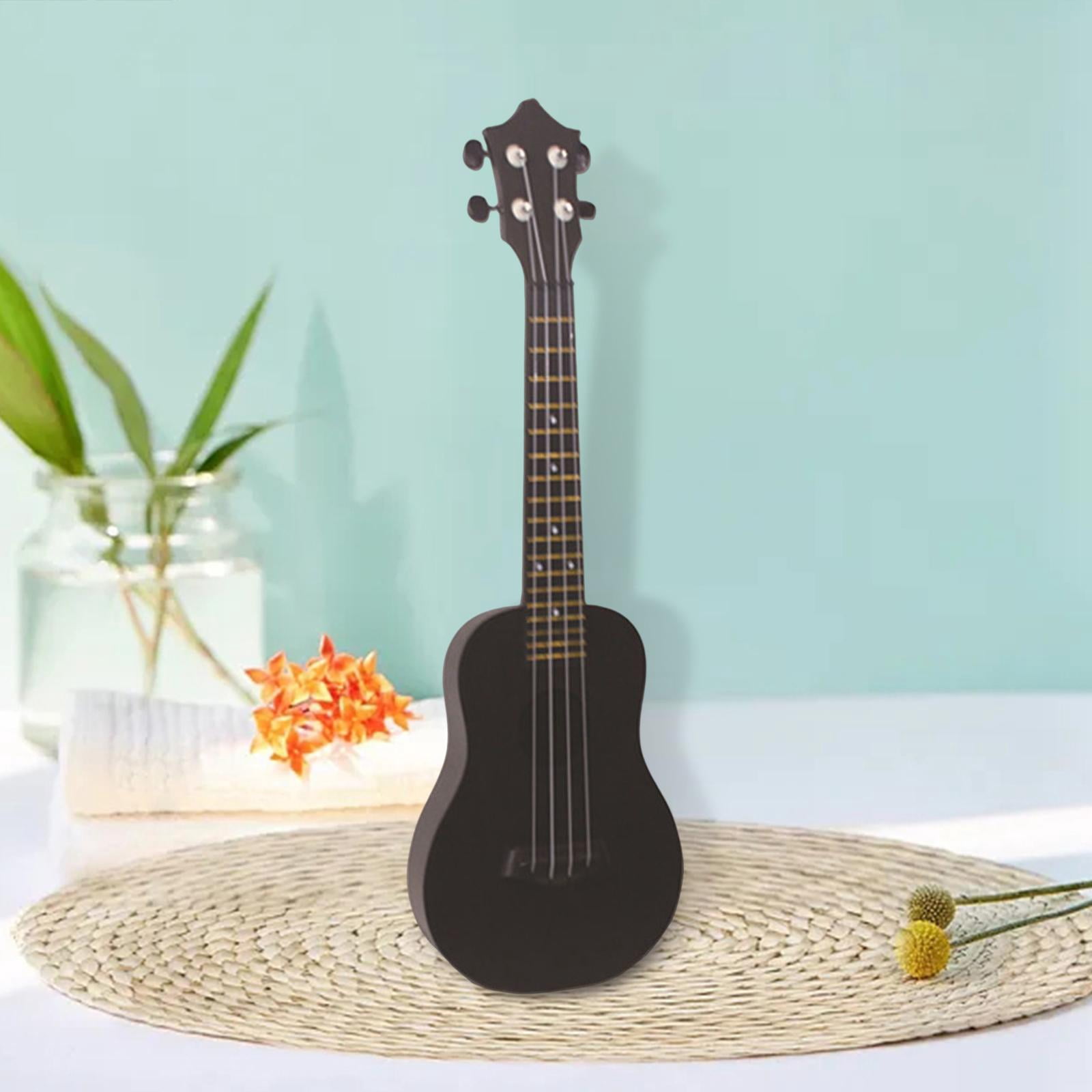 LeeQinersw Acoustic Ukulele Toy 4 Adjustable Strings Guitar Classical Instrument for Party Black