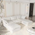 thumbnail image 3 of The Magic Home 122" Modular Sectional Sofa with Movable Ottomans, U Shaped Cloud Couch for Living Room, 3-Seat, White Sofa, 3 of 14