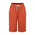 thumbnail image 3 of Orange Linen Pants Women's Linen Wide Leg Pants Casual Loose High Waist Beach Haren Pants Pockets Capri Pants for Women, 3 of 6