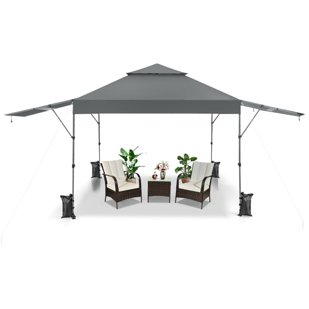 Aimee Lii 10 x 17.6 Feet Outdoor Instant Pop-up Canopy Tent with Dual Half Awnings, Backyard Canopy Gazebo for Party Camping BBQ Events, Gray