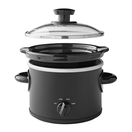 Mainstays 2 QT Slow Cooker, Matte Black Finish, Removeable Stoneware Pot, Model MS54100112165B