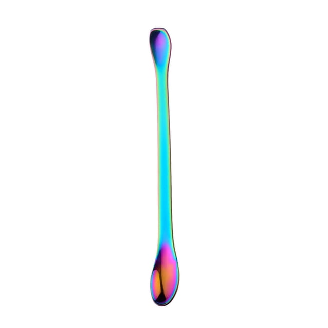 Stainless Steel Double-end Spoon Drinks Stirring Spoon Seasoning Powder Scoop Creative Tableware (Iridescence)