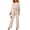 *Beige, variant on ClodeEU Women's Solid Color 3/4 Sleeve Crewneck Jumpsuit with Waist Belt ,Loose Fit Casual Long Romper Beige,Women's Plus L