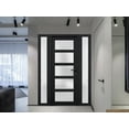 thumbnail image 4 of Front Exterior Prehung Metal-Plastic Door Frosted Glass / Manux 8002 Matte Black / 2 Side Windows / Office Commercial and Residential Doors Entrance Patio Garage 68" x 80" Right-hand Inswing, 4 of 6