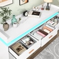 thumbnail image 6 of ChVans White Dresser with LED Light and Charging Station, Modern Wood Dresser with Wide Drawers and Metal Handles, 9 drawer dresser for Bedroom, Living Room, Entryway, Hallway, 6 of 10