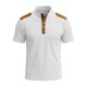 thumbnail image 2 of Ceisia Men's Loose Fit Ribbed Polo Shirt Short Sleeve Stand Collar Color Block Casual Daily Summer Tops White L Gifts, 2 of 4