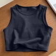 thumbnail image 4 of Gamivast Crop Tank Tops for Women Sleeveless High Neck Ribbed Workout Basic Athletic Camisole Slim Fit Stretchy Y2K Flattering Summer Activewear for Yoga Gym Running Navy XL, 4 of 8