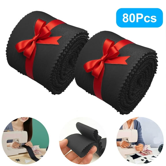 80pcs Jelly Roll Fabric Strips, TSV 2.5"x19.6" Precut Cotton Quilting Strips for Sewing & Crafts, White/Black