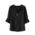 thumbnail image 5 of Tsesme Ruffle 3/4 Sleeve Tops for Women, V-Neck Button Pullover Loose Shirt, Lightweight Summer Causal Fashion T-Shirt XXL, 5 of 6