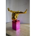 thumbnail image 6 of Olympian Stanced Man on Patterned Pink Chrome Base Resin Statue 20" x 8" x 17"H, 6 of 11