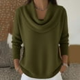 thumbnail image 2 of Cowl Neck Sweater for Women Chunky Kintted Sweaters Casual Long Sleeve Pullover Coats Outerwears Teaching Outfits Army Green L, 2 of 3