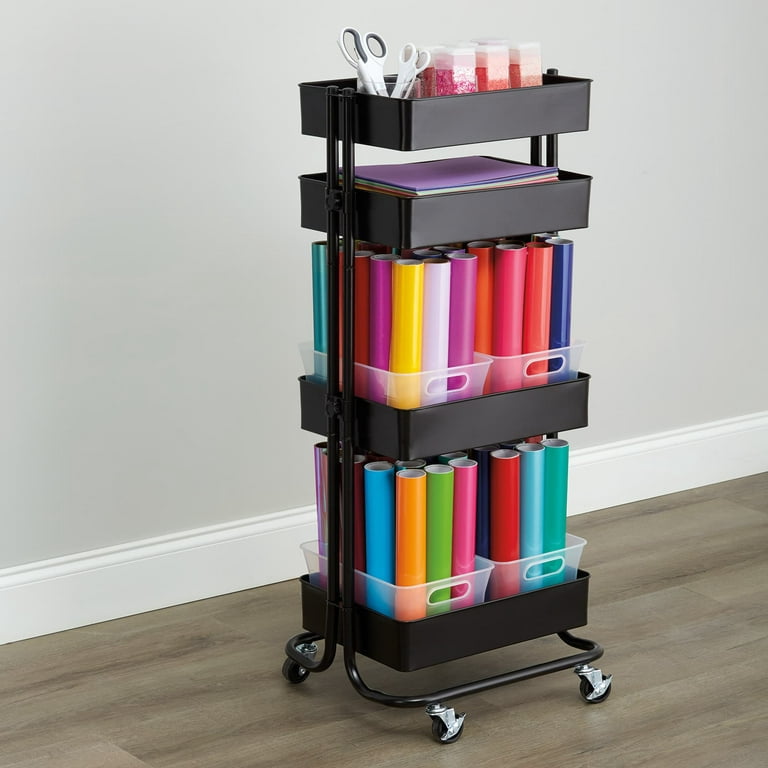  Simply Tidy Lexington Black Mini Rolling Cart Multi-Functional  Storage Cart for Home, Office, and Kitchen - 1 Pack : Office Products