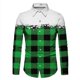 thumbnail image 1 of Camisa de hombre con copos de nieve 2024, solapa con botones, manga larga, cuadros rojos de Claus, estampado HD, cómoda y suave, 1 of 6