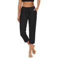thumbnail image 2 of Womens Capri Yoga Pants Loose Workout Joggers Drawstring Sweatpants Lounge Pajama Capris Pants with Pockets, 2 of 3