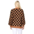 thumbnail image 4 of YEMAK Women's Chunky Polka Dot Open Front Long Sleeve Jacket Sweater Cardigan HK8254-CAMEL/BLACK-ML, 4 of 5