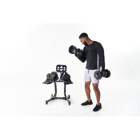 Echelon Adjustable Dumbbells Set 7–52.5 lbs with Stand, Quick Weight Adjustment, Space-Saving Design