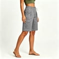 thumbnail image 4 of Admvng Womens Linen Shorts Summer Button Casual Cargo Bermuda Shorts with Pockets, 4 of 7