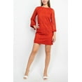 thumbnail image 2 of Emma & Michele Round Neck 3-4 Sleeve Bodycon Illusion Knit Dress-BLACK / L, 2 of 8