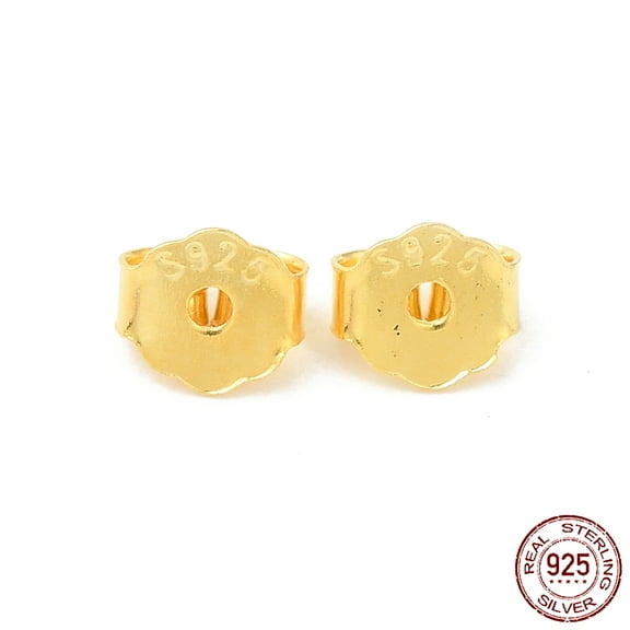 10 pc 925 Sterling Silver Friction Ear Nuts Butterfly Earring Backs for Post Earrings with S925 Stamp Real 18K golden Plated 4x4.5x2mm