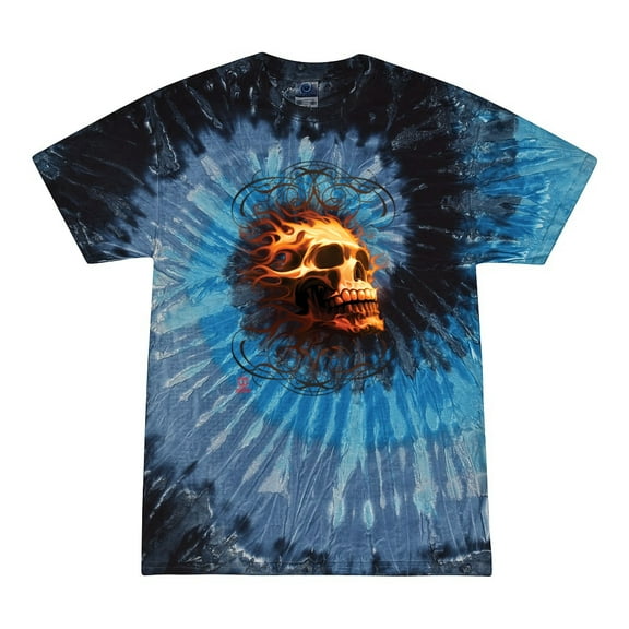 Wild Bobby, Firey Flaming Skull, Pop Culture, Tie-Dye Tees, Evening Sky, Small