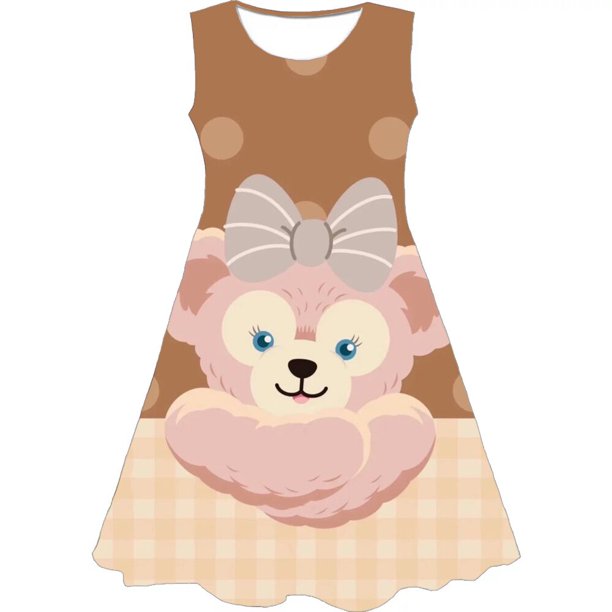 Vestido de niña 2022 novedad de verano Super lindo Disney Duffy estampado sin mangas mono Duffy dibujos animados vestido sin mangas 3-7y140 Gao Jinjia LED