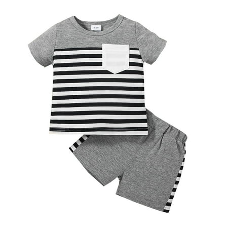 

simu Valentines Day Girls Outfits T-shirt Baby Printed 3M-24M Sleeve Tops Outfits Sports Shorts Girls Striped Short Boys Girls Outfits&Set for Birthday Wedding