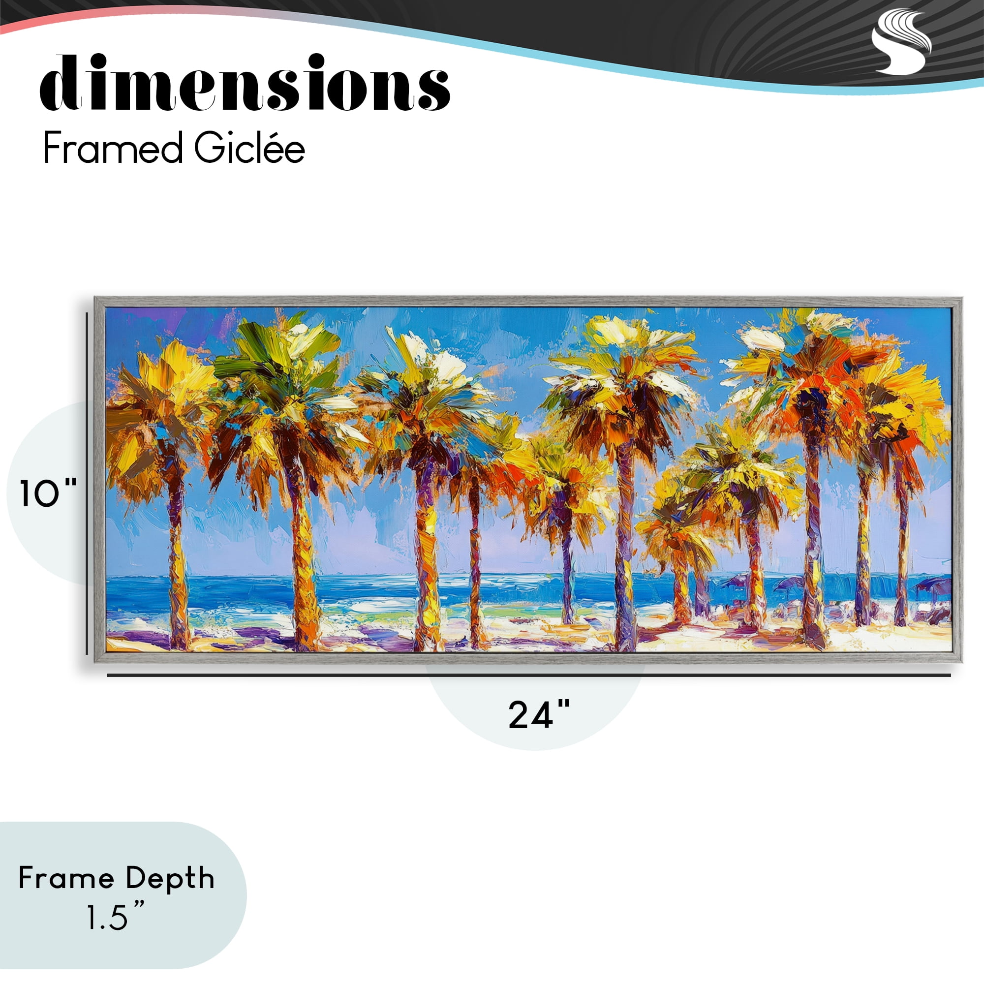 Stupell Industries Many Palm Trees on Beach Gray Framed Giclee Art, design by Petal Prints Design