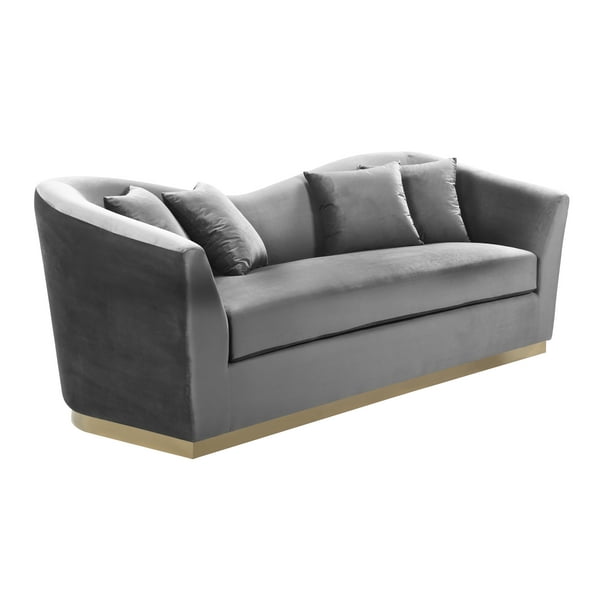 Arabella Grey Velvet Velvet,FinishGold,Style