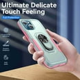 thumbnail image 3 of Dteck for iPhone 13 Mini Case with Ring Stand Cover,Hybrid Shockproof Impact-Resistant Bumpers Protective with Built-in Ring Stand Ring Kickstand for Apple iPhone 13 Mini (Green+Pink), 3 of 8