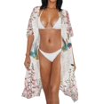 thumbnail image 3 of HELLHERO High Quality Fabrics Bathing Suit Cover Up for Summer Breathable Open Front Long Hummingbird Moon, 3 of 6