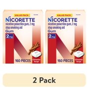 (2 pack) Nicorette Nicotine Gum, Stop Smoking Aids, 2 Mg, Cinnamon Surge, 160 Count