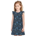 thumbnail image 1 of Balery Winter Blue Forest Deer Camisón de princesa para niñas, pijama de algodón con mangas abullonadas, suave y bonito.-Large, 1 of 6