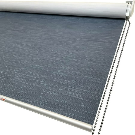 

100% opaque roller blinds thermal insulated striped jacquard blinds waterproof fabric with UV protection corded roller blinds for the home (midnight blue - 39 wide x 72 high)