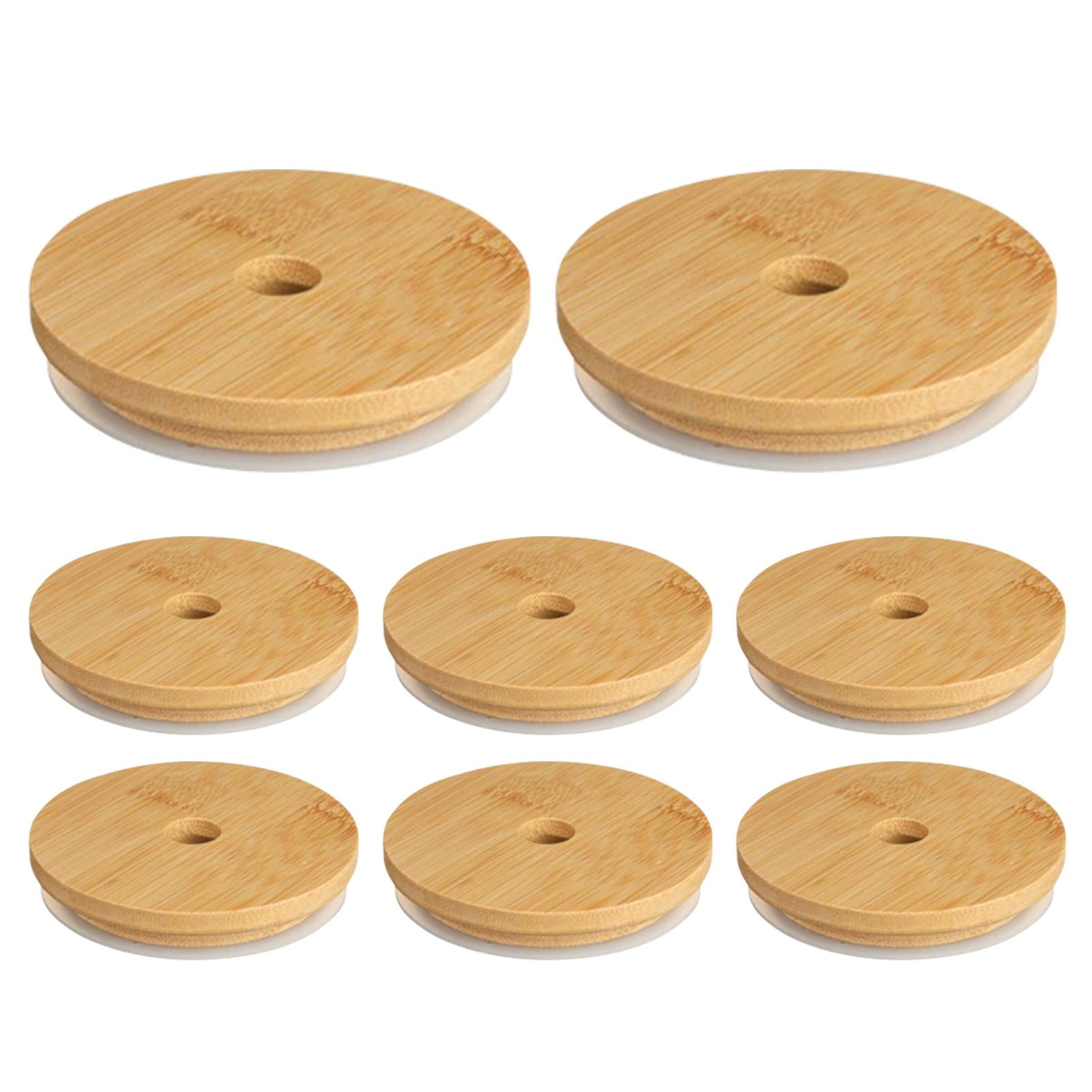 Drinkware Eight bamboo lids with straw holes Ice coffee glass Bamboo