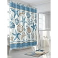 thumbnail image 5 of Blue Coastal Nautical Waterproof Fabric Shower Curtain, Summer Beach Starfish Shell Coral Shower Curtain for Bathroom Curtains Bathtubs Hotel Washable Shower Curtains with 12 Hooks Small 36x78in, 5 of 6